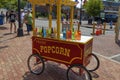 Popcorn cart on sidewalk in Downtown Historic Jonesborough, Tennessee