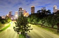 Downtown Houston skyline in Texas USA at twilight Royalty Free Stock Photo