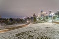 Unusual snow in Downtown Houston and snowfall at Eleanor Park Royalty Free Stock Photo