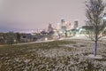 Unusual snow in Downtown Houston and snowfall at Eleanor Park Royalty Free Stock Photo