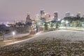 Unusual snow in Downtown Houston and snowfall at Eleanor Park Royalty Free Stock Photo