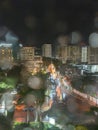 Downtown Isla Verde rainy night reflecting lights