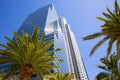 Downtown LA Los Angeles skyline California palm trees Royalty Free Stock Photo