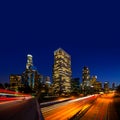 Downtown LA night Los Angeles sunset skyline Calif Royalty Free Stock Photo