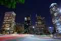 Downtown LA night Los Angeles sunset skyline California Royalty Free Stock Photo