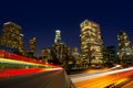 Downtown LA night Los Angeles sunset skyline California Royalty Free Stock Photo