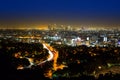 Downtown LA night Los Angeles sunset skyline California Royalty Free Stock Photo