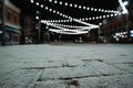 Downtown lights and snow at night