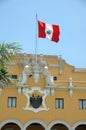 Downtown Lima Peru with peruvian flag flying