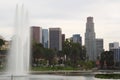 Downtown Los Angeles from Echo Park with Fountain