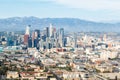 Downtown Los Angeles skyline city buildings cityscape aerial view photo in California United States Royalty Free Stock Photo