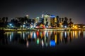 Downtown los angeles skyline at night Royalty Free Stock Photo