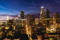 Downtown Los Angeles skyline at night. Royalty Free Stock Photo