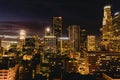 Downtown Los Angeles skyline at night. Royalty Free Stock Photo