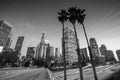 Downtown Los Angeles skyline during rush hour Royalty Free Stock Photo