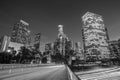 Downtown Los Angeles skyline during rush hour Royalty Free Stock Photo