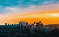 Downtown Los Angeles skyline at sunset Royalty Free Stock Photo