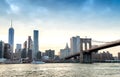 Downtown Manhattan and Brooklyn Bridge panorama at dusk, New Yo Royalty Free Stock Photo