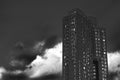 Downtown Manhattan high-rise apartment building on a cloudy and overcast day, in black & white, Manhattan, New York City Royalty Free Stock Photo