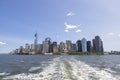 Downtown Manhattan from the Liberty Island Ferry Royalty Free Stock Photo
