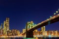 Downtown Manhattan night view from Brooklyn Bridge Park Royalty Free Stock Photo