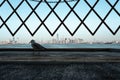 Downtown Manhattan and a pigeon on a Staten Island ferry Royalty Free Stock Photo