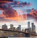 Downtown Manhattan skyline at dusk, New York City - NY - USA Royalty Free Stock Photo