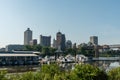 Downtown Memphis vista in the morning viewed from the Mud Island in springtime