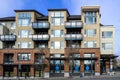 Downtown Mercer Island, modern mixed-use building with businesses on bottom and apartme