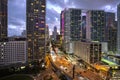 Downtown Miami and Brickell Ave At Night Royalty Free Stock Photo