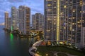 Downtown Miami And Brickell Key At Night Royalty Free Stock Photo