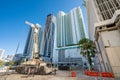 Downtown Miami highrise construction and cranes Royalty Free Stock Photo