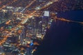 Downtown Miami lights at night from departing aircraft Royalty Free Stock Photo