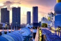 Downtown Miami at night. Amazing city skyline from cruise ship at dusk Royalty Free Stock Photo