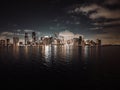 Downtown Miami Skyline at night by drone aerial Royalty Free Stock Photo