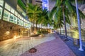 Downtown Miami skyscrapers from Bayfront Park at night Royalty Free Stock Photo