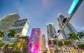 Downtown Miami skyscrapers from Bayfront Park at night Royalty Free Stock Photo