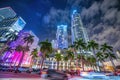 Downtown Miami skyscrapers at night from Bayfront Park, Florida Royalty Free Stock Photo