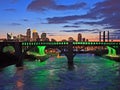 Downtown Minneapolis and Mississippi river Royalty Free Stock Photo