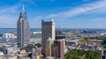 The downtown Mobile, Alabama waterfront skyline in April of 2021