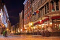 Downtown Montreal Historic District, Night Long Exposure Royalty Free Stock Photo