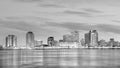 Downtown New Orleans, Louisiana and the Mississippi River at twilight Royalty Free Stock Photo