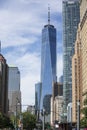 Downtown New York City as seen from Battery Park on Manhattan Island Royalty Free Stock Photo