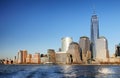 Downtown New York skyline panorama from Liberty State park, USA Royalty Free Stock Photo