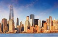 Downtown New York skyline panorama from Liberty State park, USA Royalty Free Stock Photo