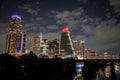 Downtown night scene in Austin city