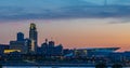 Downtown Omaha at dusk as the sun sets Royalty Free Stock Photo