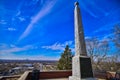 Downtown Omaha Nebraska skyline as viewed from the Lincoln memorial at Fairview cemetery Royalty Free Stock Photo