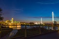 Downtown Omaha at night with the Kerry foot bridge as seen from the bridge Royalty Free Stock Photo