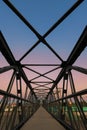 Downtown Laramie pedestrian footbridge at sunset Royalty Free Stock Photo